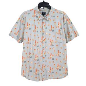 Dark Seas Short Sleeve Button Up Shirt Mens Large All Over Print Jellyfish Ocean